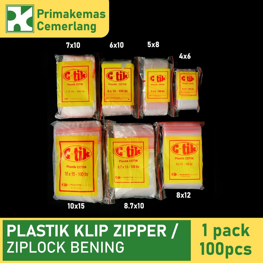 ZIPPER CLIP PLASTIC / CLEAR ZIPLOCK 